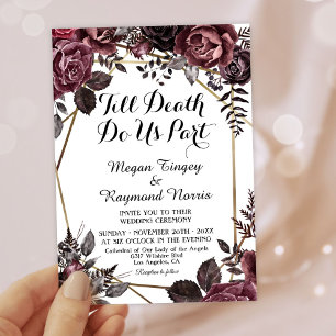 Invitation Jusqu'à la mort   Blancs Gothique Fleur foncée Chu