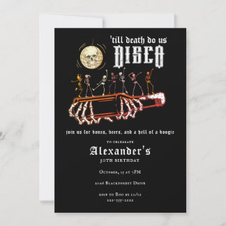 Invitation Jusqu'à la mort Crâne Disco Os Bières Boogie Anniv