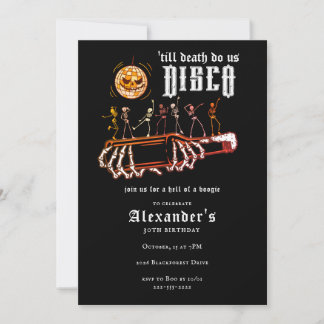 Invitation Jusqu'à la mort Disco 30e anniversaire Squelette d
