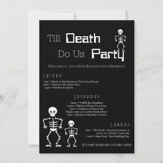 Invitation Jusqu'à la mort Do us Party Bachelorette Itinérair