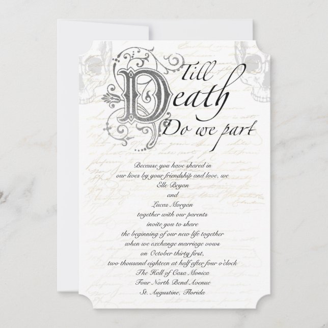 Invitation Jusqu'à la mort faisons-nous partie Mariage de scr (Devant)