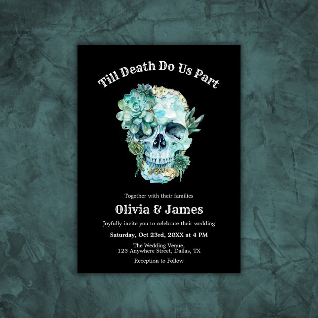 Invitation Jusqu'à la mort faisons-nous partie Mariage d'Hall (Til Death Do Us Part Gothic Halloween Wedding Invitation )