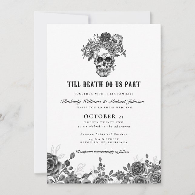 Invitation Jusqu'à la mort faisons-nous partie Mariage du crâ (Devant)