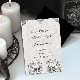 Invitation Jusqu'à la mort Faisons-nous partie Mariage gothiq