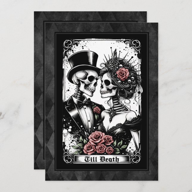Invitation Jusqu'à la mort faisons-nous partie Mariage Tarot (Devant / Derrière)