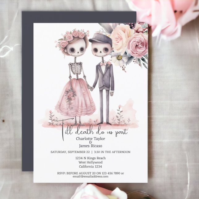 Invitation Jusqu'à la mort, faisons-nous partie Mariée et Gro (Till death do us part Bride and Groom Invitation from Ricaso. 
Goth/Gothic themed wedding invites)