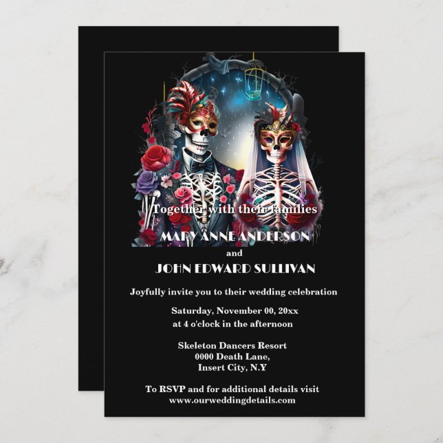 Invitation Jusqu'à la mort, faisons-nous partie mascarade cou (Devant / Derrière)