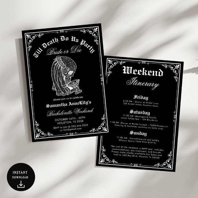 Invitation Jusqu'à la mort Fêtes-nous Squelette Skull Bachelo (Créateur téléchargé)
