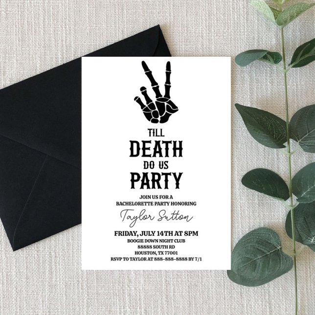 Invitation Jusqu'à la mort Fêtez-nous Skeleton Bachelorette P (Créateur téléchargé)