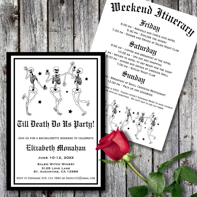 Invitation Jusqu'à la mort Fêtons-nous Skeleton Bachelorette (Créateur téléchargé)