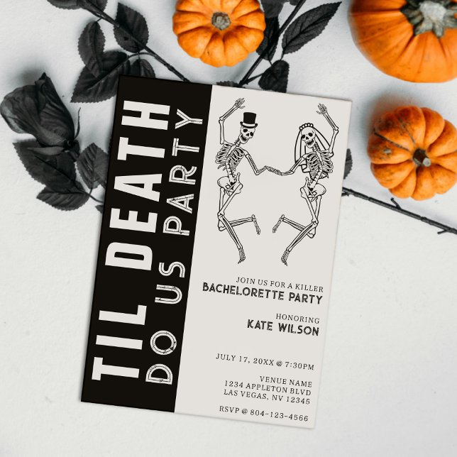 Invitation Jusqu'à la mort Fêtons-nous Skeleton Couple Bachel (Til Death Do Us Party Skeleton Couple Bachelorette Invitation)