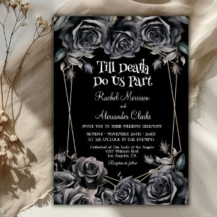 Invitation Jusqu'à la mort Florales noires Mariage gothique f