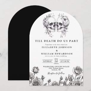 Invitation Jusqu'à la mort Gothique Fleurs Crânes Arche de Ma