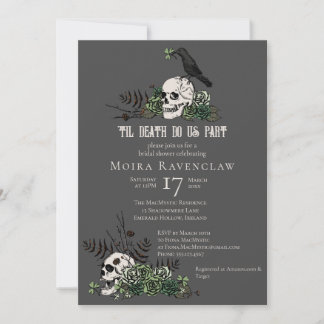 Invitation Jusqu'à la mort gothique floral irlandais crâne en