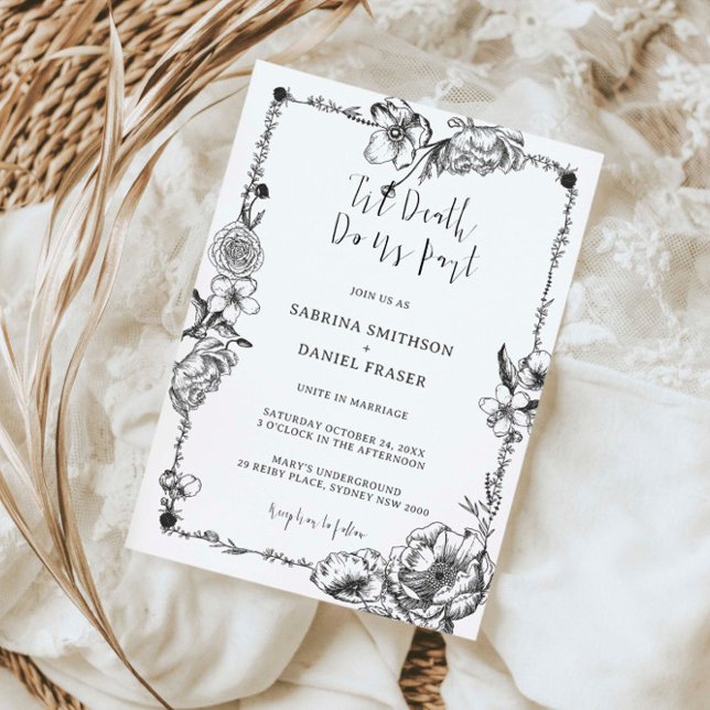 Invitation Jusqu'à la mort Gothique Main dessinée Crâne (Créateur téléchargé)