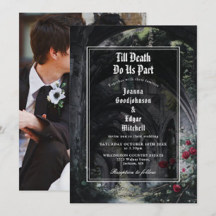Invitation Jusqu'à la mort Gothique Ruines Roses Florale Phot
