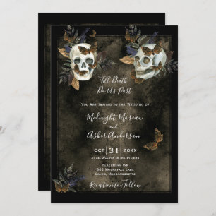Invitation Jusqu'À La Mort Nous Part Des Crânes Mariage Gothi