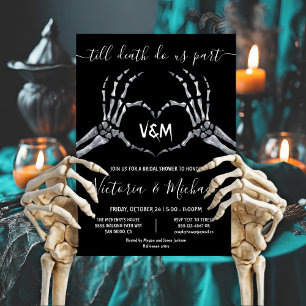 Invitation Jusqu'à la mort nous Part Skeleton coeur Mains Dou