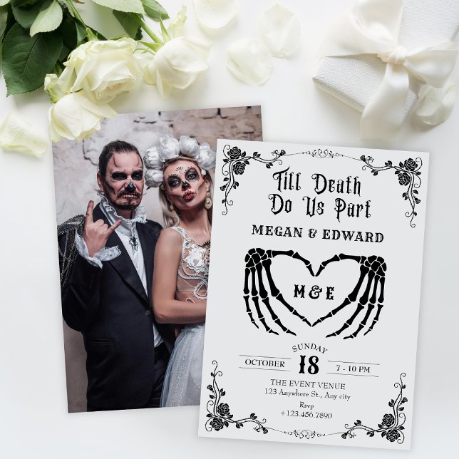 Invitation Jusqu'à la mort nous séparons mariage crâne gothiq (Créateur téléchargé)