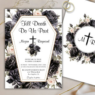 Invitation Jusqu'à la mort Roses noires de mariage gothique
