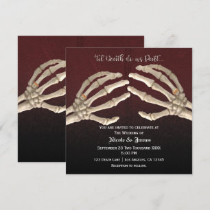 Invitation Jusqu'à la mort Squelette Marron Or Mariage Noces