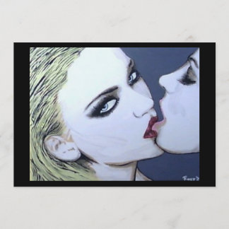 Invitation ‘Just a Kiss’ Painting on a Small-Scale Print