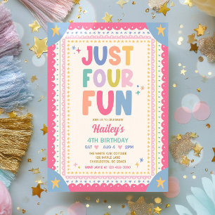 Invitation Just Four Fun Fête d'anniversaire Fantaisiste Fill