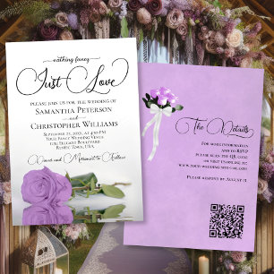 Invitation Just Loty Lilac Purple Rose Mariage de code QR