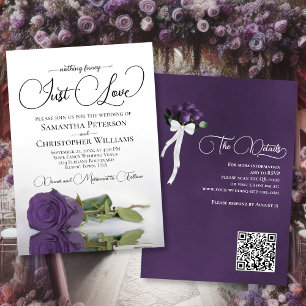 Invitation Just Love Amethyst Purple Rose QR Code Mariage