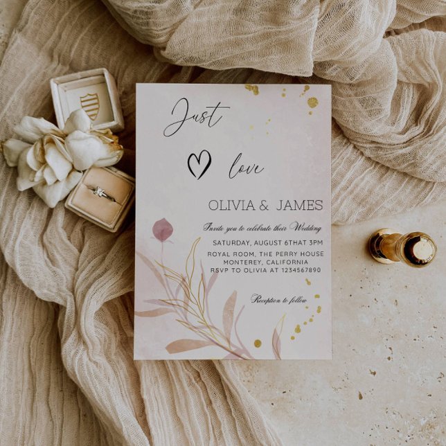 Invitation "Just Love" Automne Fête de Mariage Botanique (Créateur téléchargé)