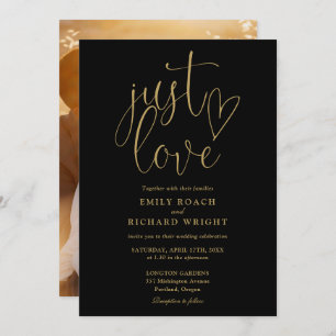 Invitation Just Love Black And Gold Script Mariage photo