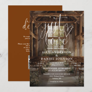 Invitation Just Love Boho Barn Guirlande Lumineuse Code QR Ma