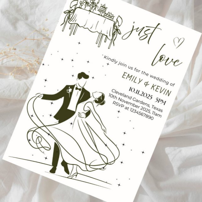 Invitation Just Love Élégant Mariage Minimaliste (Créateur téléchargé)
