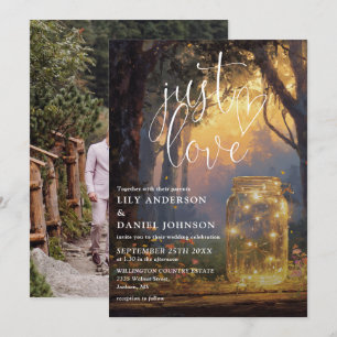 Invitation Just Love Forêt Enchantée Pot Mason Photo Mariage