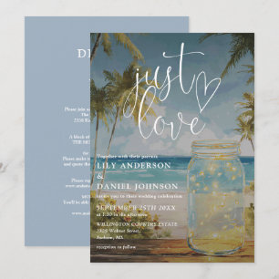 Invitation Just Love Ocean Beach Mason Jar Tout En Un Mariage