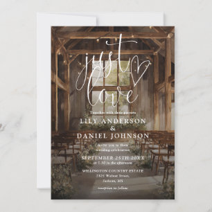 Invitation Just Love Rustique Bohème Grange Guirlande Lumineu
