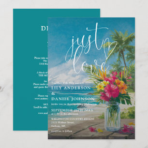 Invitation Just Love Tropical Beach Floral Tout En Un Mariage