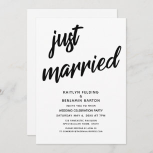 Invitation "Just Married" Gras Script Mariage Réception Événe