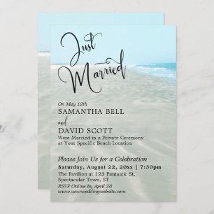 Invitation Just Married Ripplpled Sand Aqua Water Beach Événe