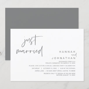 Invitation Just Married, Wedding Elopement Party Celebration