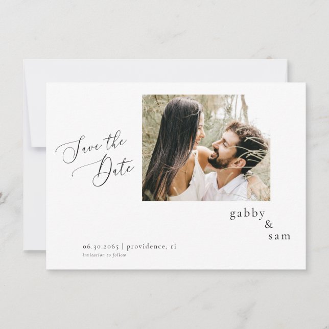 Invitation Just Us Photo White Wedding Enregistrer la date QR (Devant)