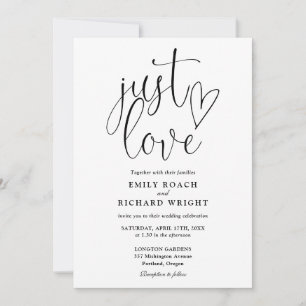 Invitation Juste aimer tout en un Mariage noir et blanc