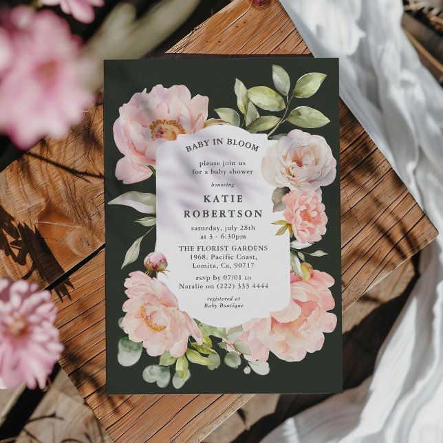 Invitation Juste Bébé en Fleur Fête Prénatale Florale (Créateur téléchargé)
