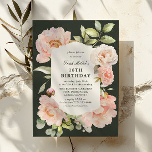 Invitation Juste Blush Floral 16e anniversaire