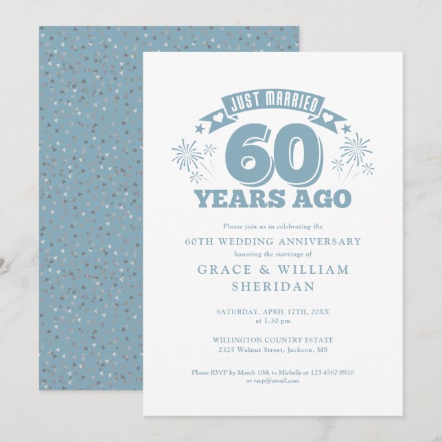 Invitation Juste marié 60ème anniversaire de Mariage (Devant / Derrière)