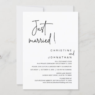 Invitation Juste Marié, Mariage Elopement Diner Party Invit