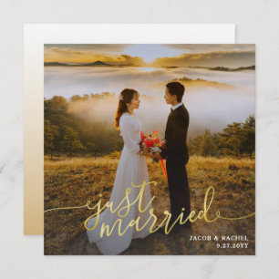 Invitation Juste Marié Photo Gold Type Mariage