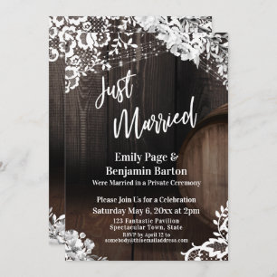 Invitation Juste Marié Rustic Barrel Lumières Fleurs