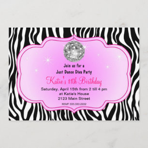 Invitation Juste partie de diva de disco de danse