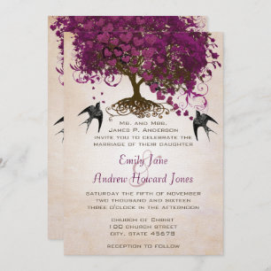 Invitation Juste Peachy Sangria Coeur Leaf Mariage de l'arbre